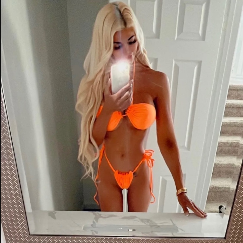 Sexy Neon Popsicle Orange Accordion Back Demi G-string bikini by BELLINA BELLA!